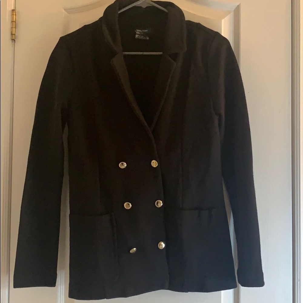 Black Double Breasted Button Blazer